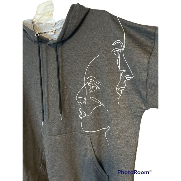 OC Order Plus Hoodie Sweatshirt Womens Medium Gray Face Outline Graphic NEW - Picture 2 of 9
